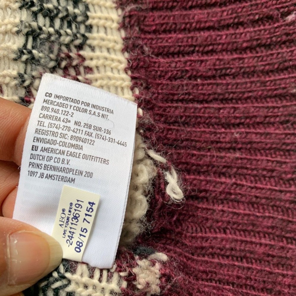 American Eagle Sweater Womens Medium Beige Red Aztec Southwestern Wool Blend NEW - Picture 8 of 12